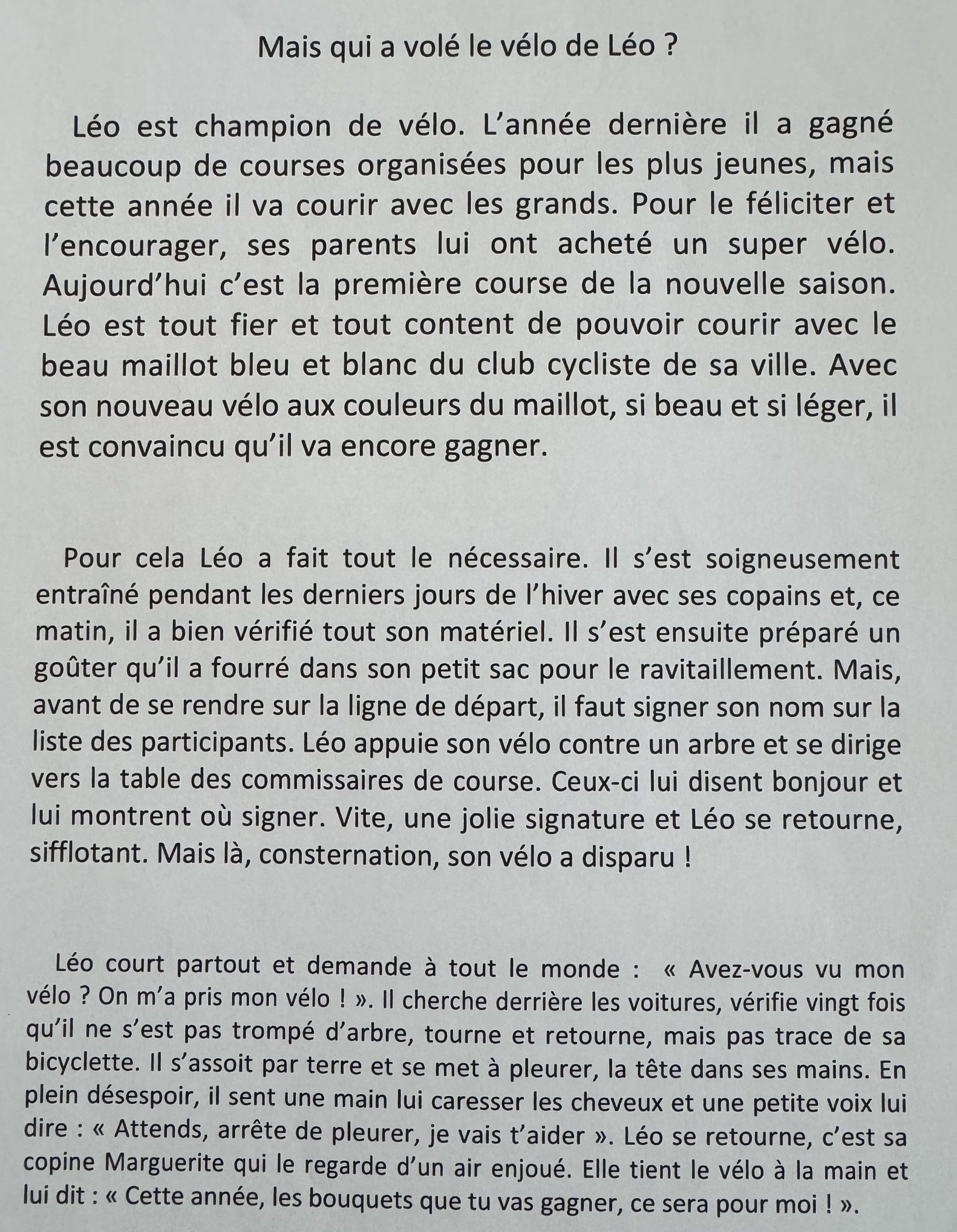texte vélo de Léo